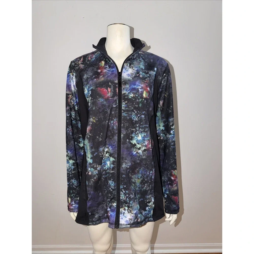 Avenue AVE Leisure Multicolored Workout Zip Up Jacket Size 22/24‎ NWT